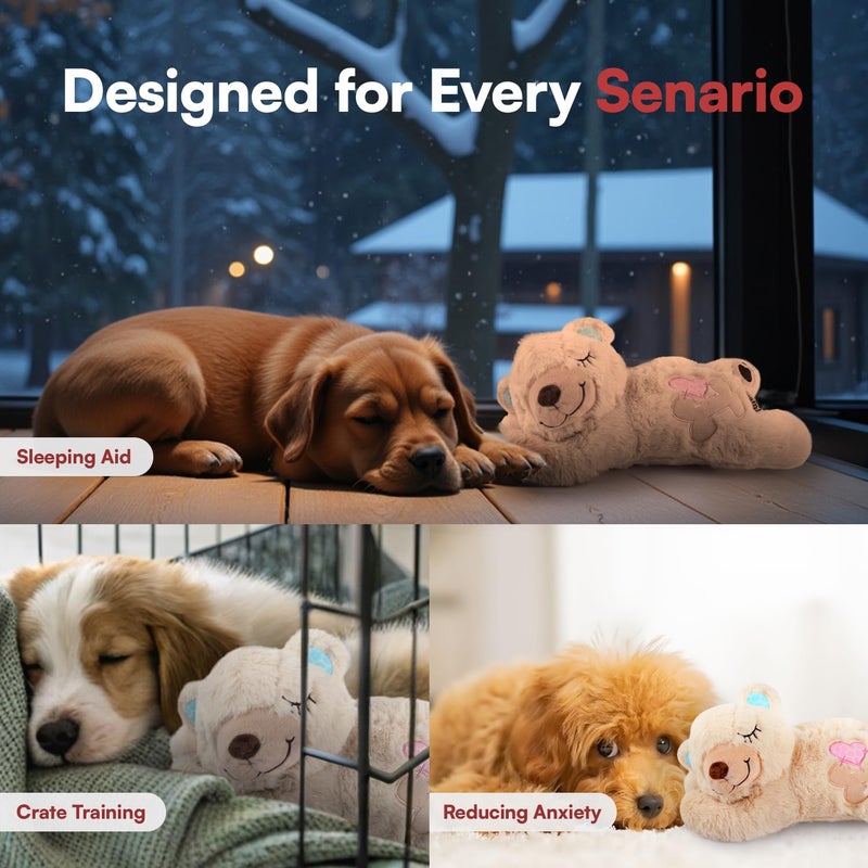 ALL FOR PAWS Puppy Soothing Heartbeat Bear Comfort Dog Sleep Aid Plush Toy for Crate Training - Image 3